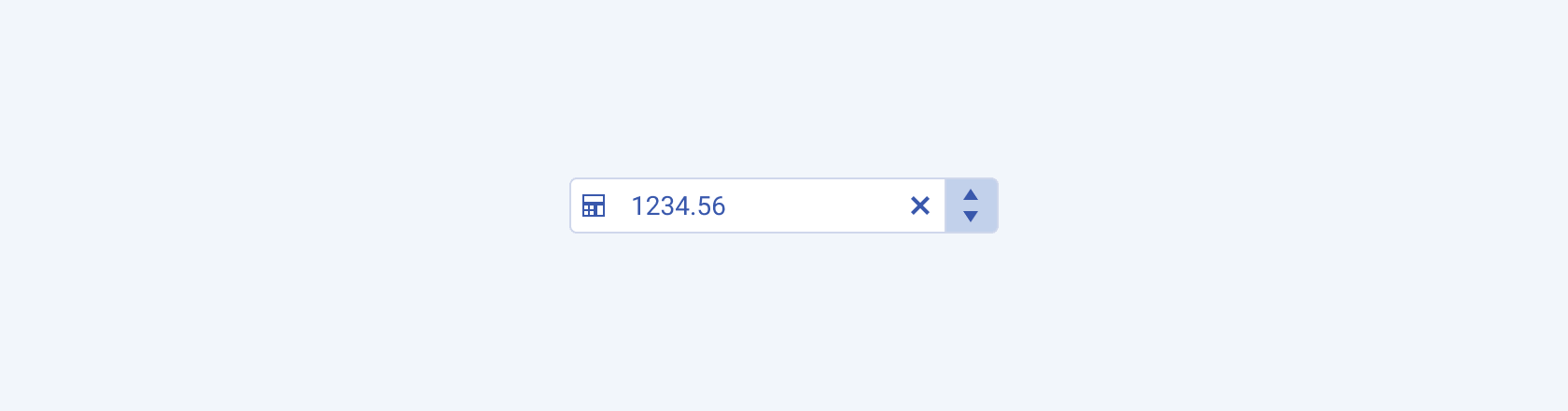A Telerik and Kendo UI NumericTextBox component rendering a Clear button for resetting its value. A Telerik and Kendo UI NumericTextBox component with a Clear button.